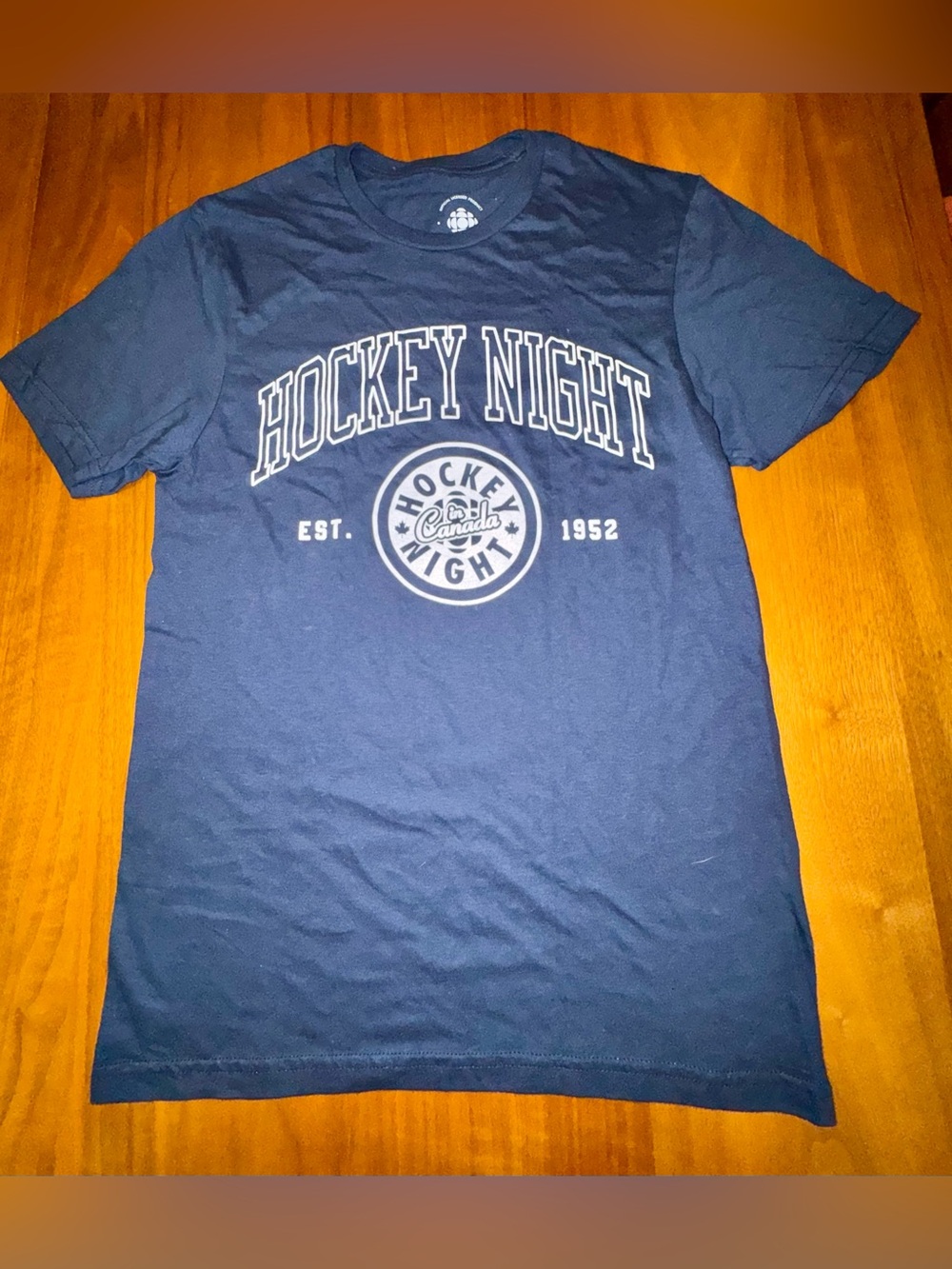 CBC Hockey Night in Canada Navy Blue Graphic Tee Shirt, Size S